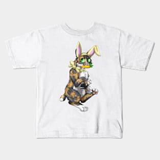 Bobtail BunnyCat: Tortie-Tabby (Yellow) Kids T-Shirt